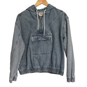 Working Title Denim Jacket Hooded‎ Pullover Kangaroo Pocket Size Large NOTE